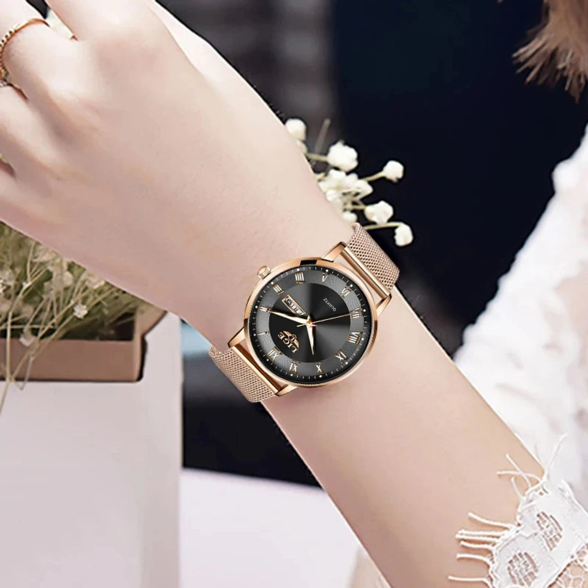 LIGE Women's Mesh on the wrist