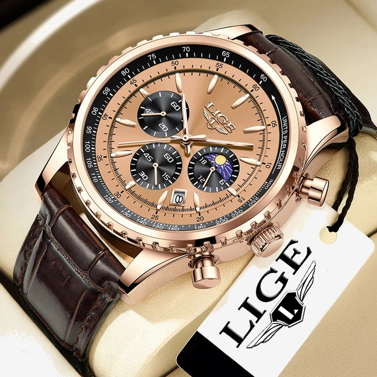 LIGE Moonphase Chronograph