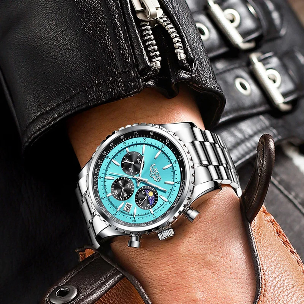 LIGE Moonphase Chronograph