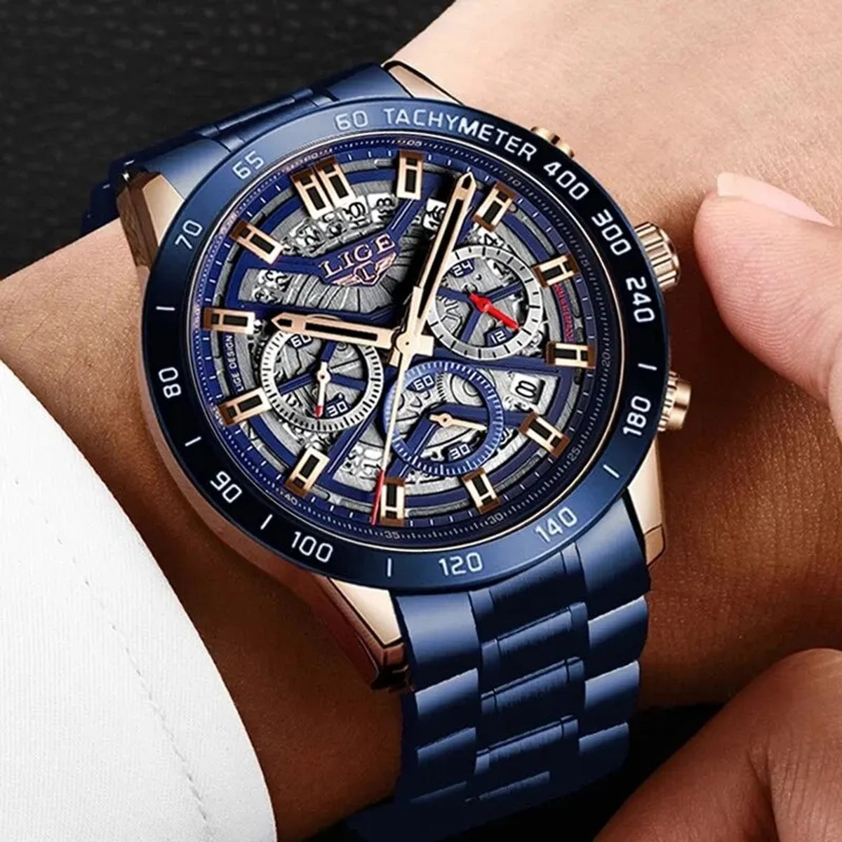 LIGE Skeleton Chronograph