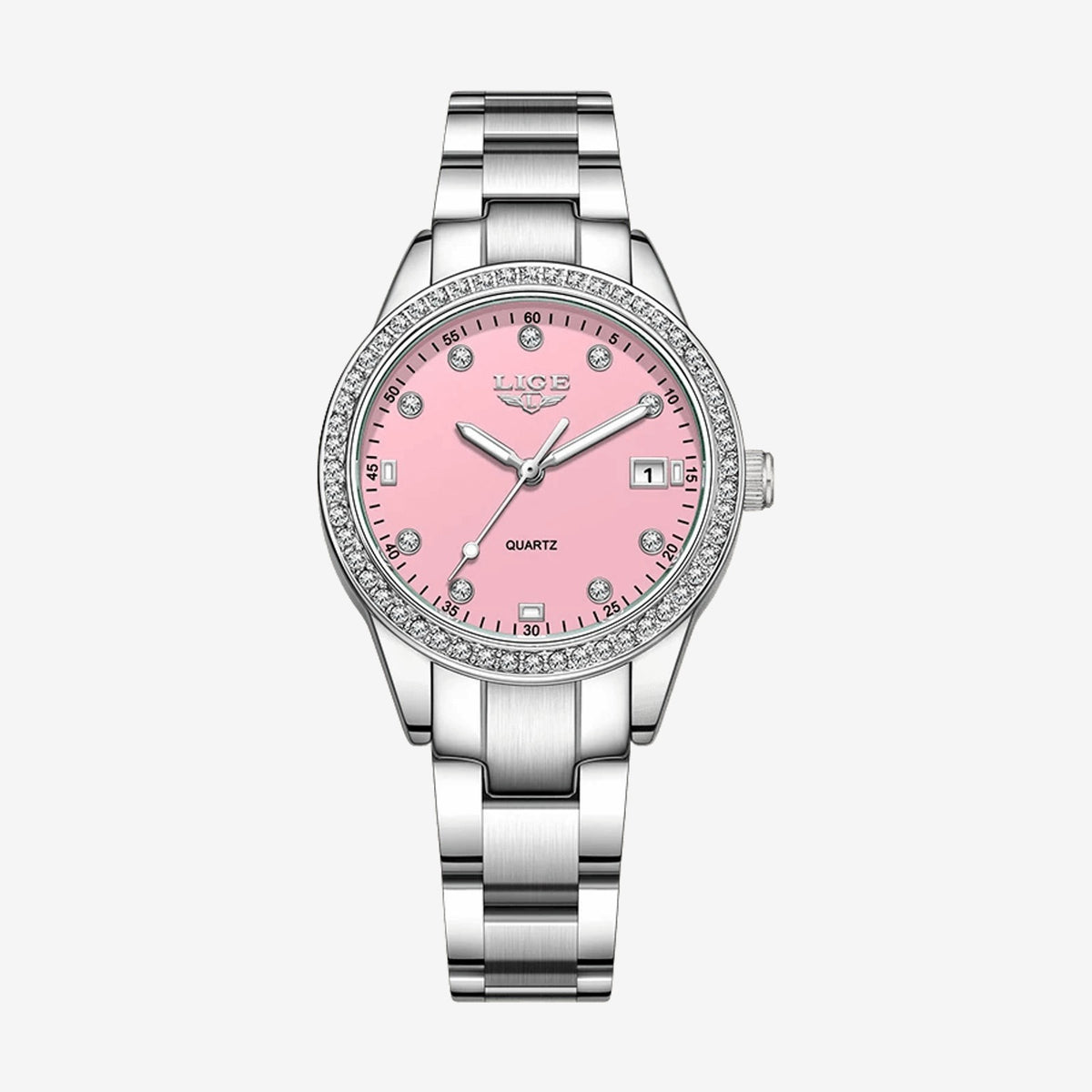 LIGE Women's Crystal Bezel