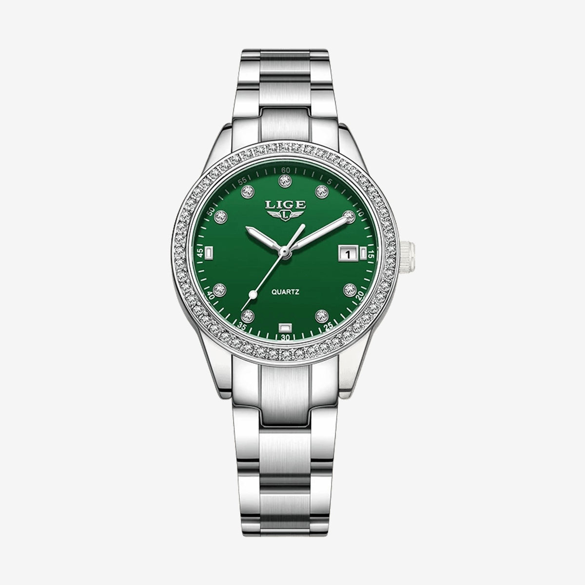 LIGE Women's Crystal Bezel
