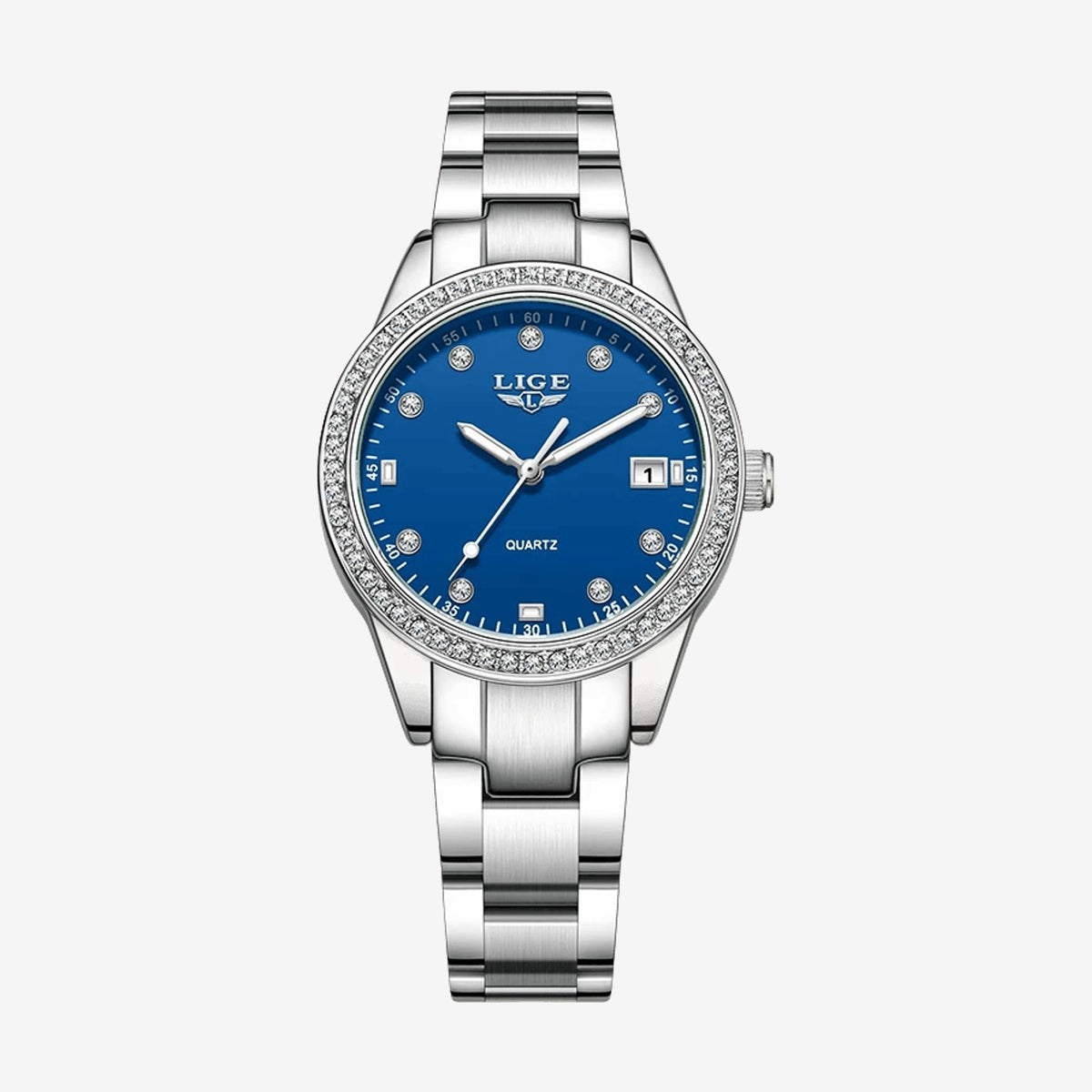 LIGE Women's Crystal Bezel