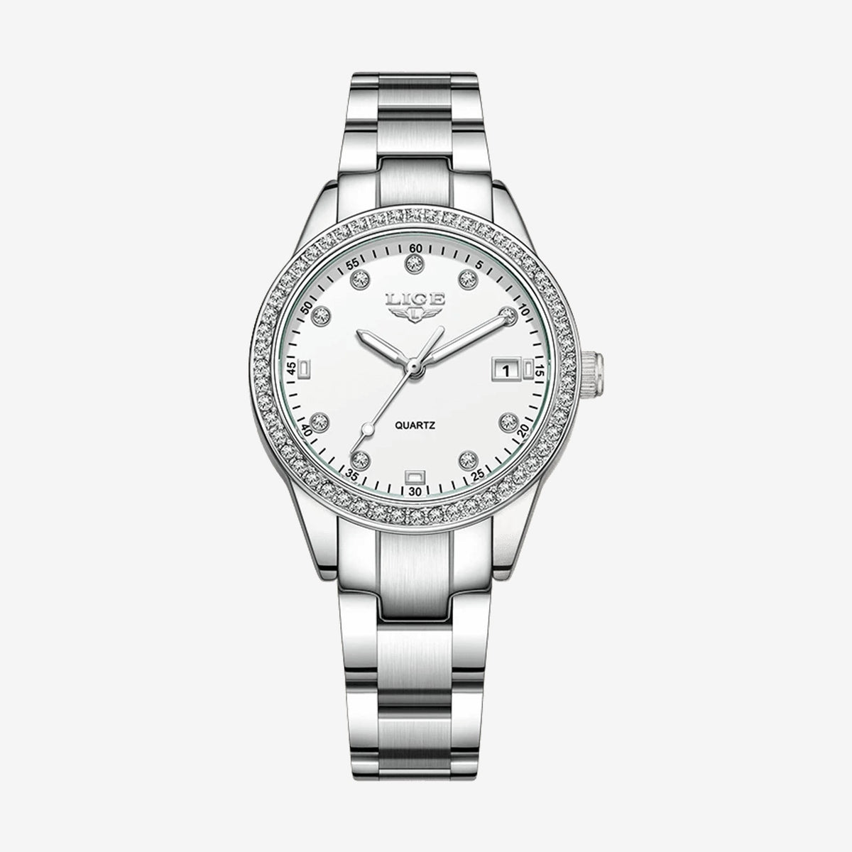 LIGE Women's Crystal Bezel