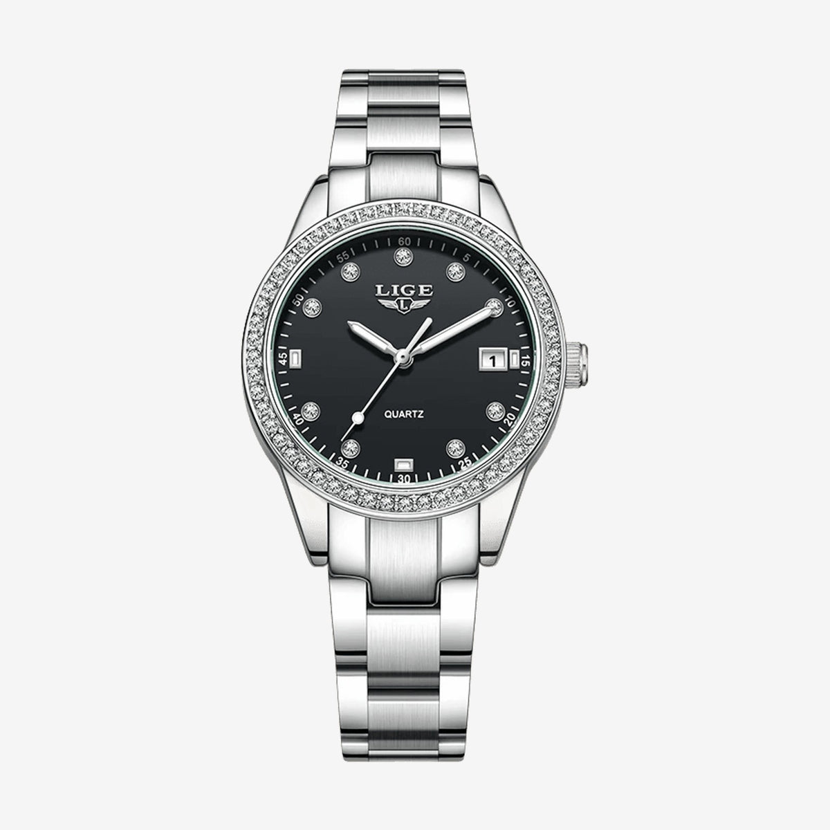 LIGE Women's Crystal Bezel