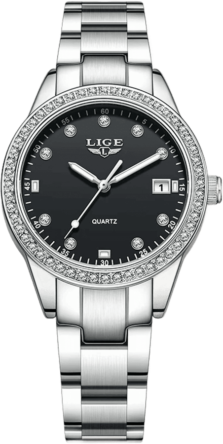 LIGE Women's Crystal Bezel detail